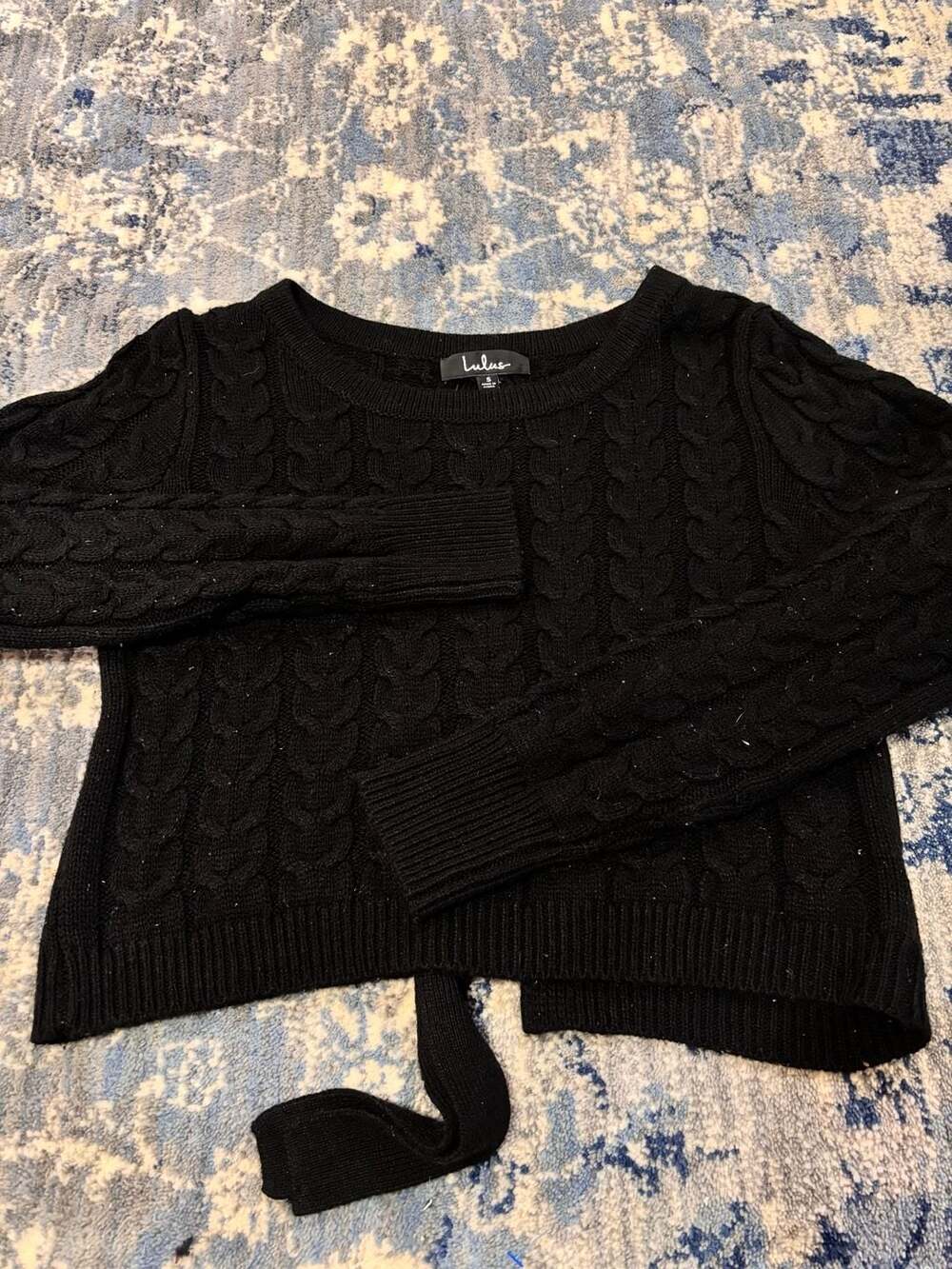 Lulus Cable-Knit Sweater Size S Black